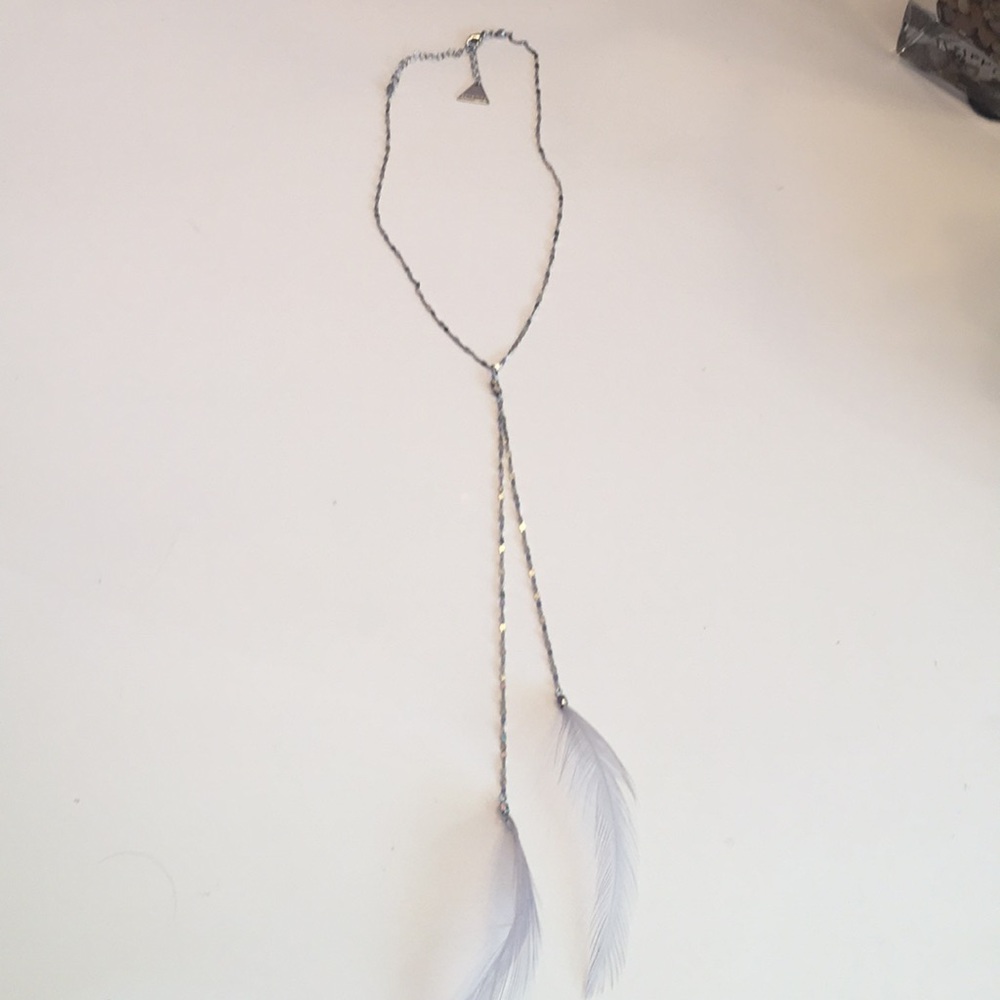 Serefina necklace silver with feathers
